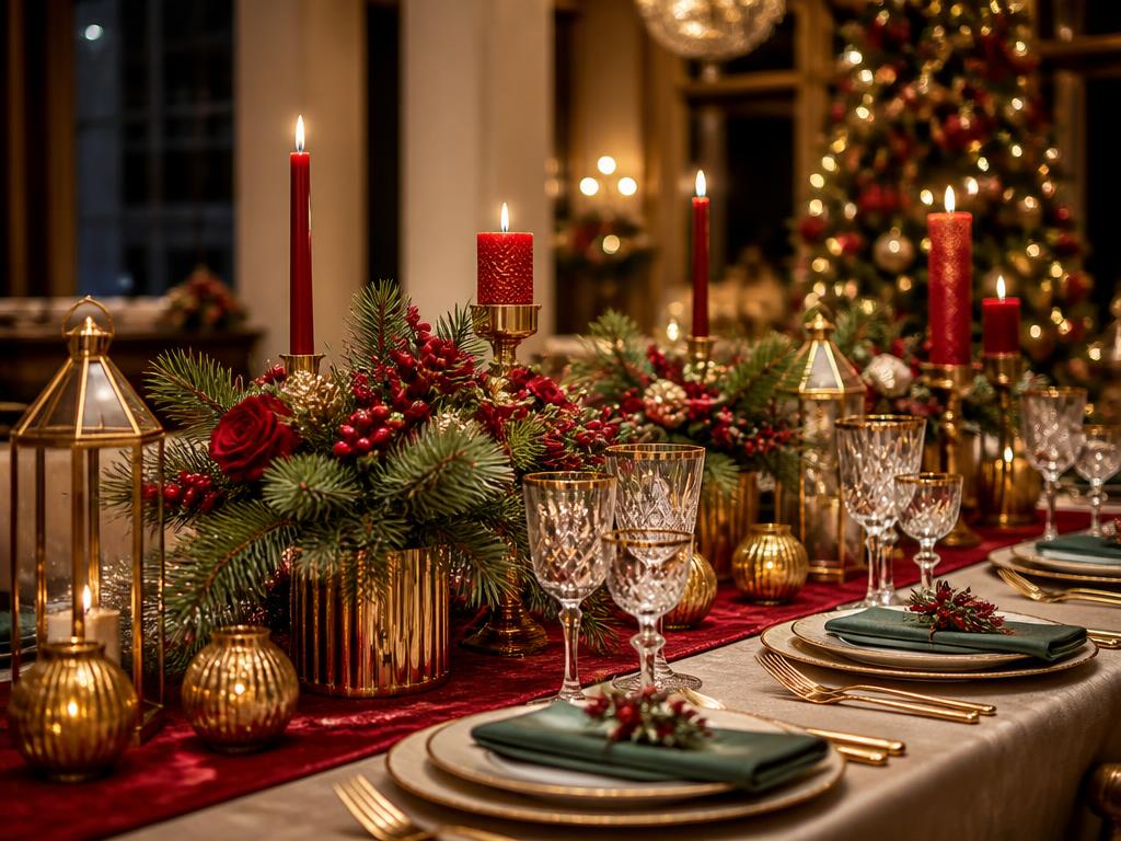 Elegant Christmas dining table setup
