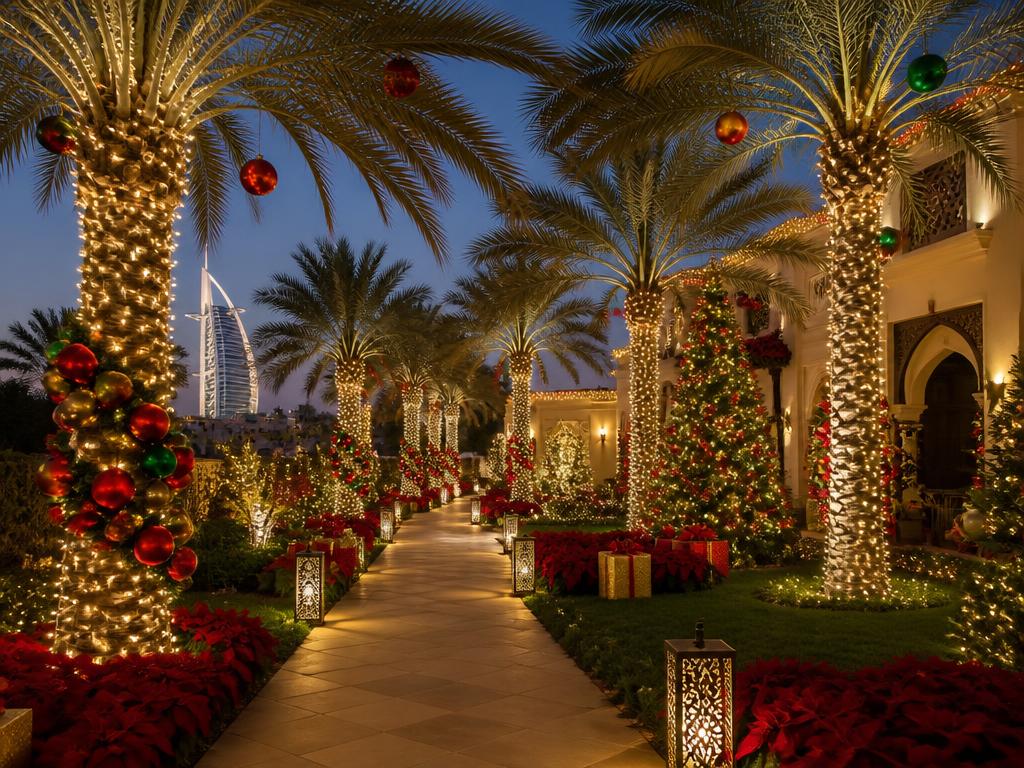 Outdoor Dubai villa Christmas lighting